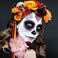 Flower Crown Day of the Dead Rose Headbands Skull Floral Crown Mexican Headpiece with Ribbon for Women Girls Red Black Orange