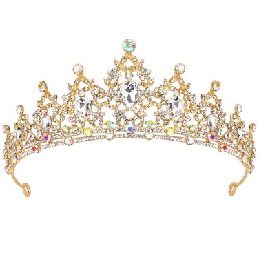 SuPoo Crowns for Women Gold Tiara and Crown Queen Birthday Tiara AB Crystal Headband Rhinestone Hair Accessories Shiny Princess Decoration for Wedding Party Prom Gifts