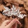 Gorais Butterflies Bride Wedding Hair Pins Silver Pearl Bridal Hair Pieces Crystal Hair Decoration Leaf Hair Accessories for Women and Girls (Pack of 2)