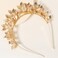 Lurrose Bridal Leaf Headband Alloy Roman Goddess Crown Leaf Tiara Boho Leaves Wedding Hairband Bridesmaid Prom Festival Hair Accessories for Women Girls (Golden) 18.5x13cm