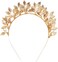 Lurrose Bridal Leaf Headband Alloy Roman Goddess Crown Leaf Tiara Boho Leaves Wedding Hairband Bridesmaid Prom Festival Hair Accessories for Women Girls (Golden) 18.5x13cm