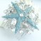 Wedding Headpiece 3.15" Rhinestone Crystal Pearl Bridal Starfish Hair Comb HZ6412 (Silver-Tone Blue)