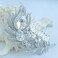 Wedding Headpiece 4.33" Rhinestone Crystal Bridal Peacock Feather Hair Comb (Silver-Tone Clear)