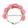 Flower Crown Rose Peony Garland Headband Hair Wreath Floral Headpiece with Adjustable Ribbon Wedding Festival Party (pink)