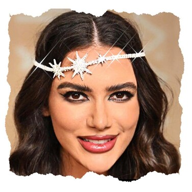 JEWEKY Rhinestone Head Chain Jewelry Silver Sparkly Star Crystal Headbands Prom Dazzling Forhead Hair Accessories for Women