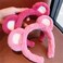 2Pcs Pink Bear Ears Headband Hot Pink Plush Hair Hoop Cute Fashion Fluffy Soft Plush Bear Ear Headwears for Women Girls Makeup Headband Face Washing Headband Valentines Day Gift