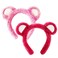 2Pcs Pink Bear Ears Headband Hot Pink Plush Hair Hoop Cute Fashion Fluffy Soft Plush Bear Ear Headwears for Women Girls Makeup Headband Face Washing Headband Valentines Day Gift