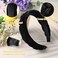 Black Velvet Braided Headband, Wide Braided Headband for Women Non-Slip Soft Velvet Hair Hoop Plain No Teeth Thick Hoop