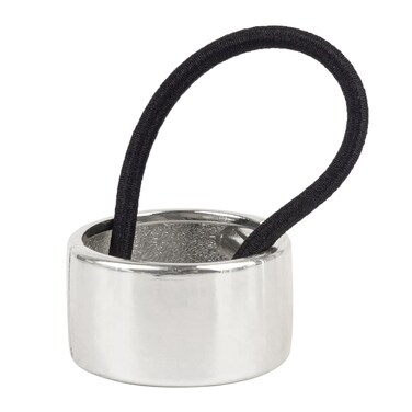 Framendino, Silver Ponytail Hair Cuff Holder Metal Circle Elastic Ties Band for Women