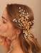 Jumwrit Bridal Hair Comb Rhinestone Crystal Headpiece Handmade Flower Leaves Pearl Hair Comb for Bride Bridesmaid Wedding Hair Accessories for Women Girls（Gold）