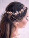 Jumwrit Bridal Pearl Headband Rhinestone Crystal Headpiece Flower Leaves Hair Vine Dainty Hair Band Wedding Hair Accessories for Women Girls Bride Bridesmaid