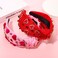 Beaded Pink and Red Heart Headband for Women - Jeweled Rhinestone Crystal Wide Top Knot Headband, Valentines Outfit and Gift (2PCS)