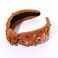 Thanksgiving Headband for Women Fall Accessories Beaded Pumpkin Headband Jeweled Rhinestone Crystal Knotted Headband Thanksgiving Fall Hair Accessory Gifts (Turkey 1 - Brown)