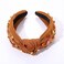 Thanksgiving Headband for Women Fall Accessories Beaded Pumpkin Headband Jeweled Rhinestone Crystal Knotted Headband Thanksgiving Fall Hair Accessory Gifts (Turkey 1 - Brown)