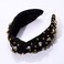 Crystal Knotted Headbands for Women Sparkly Rhinestone Jeweled Headbands Wide Gold Beads Embellished Hairbands Summer Beach Hair Accessories (Black)