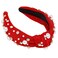WOVOWOVO Valentine Red Pearl Headbands for Women Girls Fashion Valentines Top Knot Crystal Wide Head Bands for Women&rsquo;s Hair Velvet Rhinestone Jeweled Sparkly Beaded Embellished Hairband