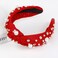 WOVOWOVO Valentine Red Pearl Headbands for Women Girls Fashion Valentines Top Knot Crystal Wide Head Bands for Women&rsquo;s Hair Velvet Rhinestone Jeweled Sparkly Beaded Embellished Hairband