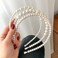 JWICOS 3Pcs White Faux Pearl Headbands Bridal Hair Hoop Hairbands Wedding Hair Accessories for Women and Girls