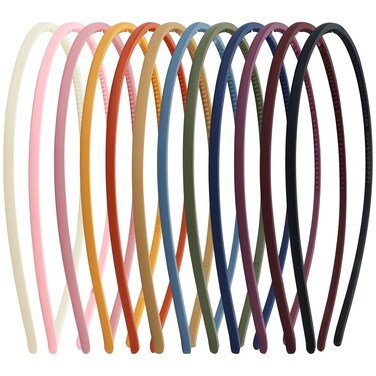 Lawie 12 Pack Colorful Plain Blank Frosted Slim Thin Plastic Headband With Teeth Skinny Wire Comb Hair band Elastic Hair Hoop Holder Tiara Crown Headpiece Craft DIY Accessories for Women Girls Adults