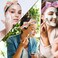 15 Pcs Sleepover Party Favors for Teenager Girl, Spa Headband Wrist Towels for Washing Face, Plush Bow Makeup Headbands Wristband Sleep Eye Mask Tie Dye Scrunchies for Single Women Spa Pajama Party