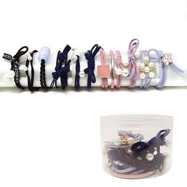 Honbay Fashion Hair Accessories 12PCS Korean Cute Elastic Hair Ties Pearl Hair Bands Bowknot Hair Ropes Ponytail Holders (Mixed Colors)