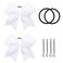 White Cheer Bow, 2 PCS 8 Inch Large Cheer Hair Bows Ponytail Holder Elastic Band Handmade for Cheerleaders Teen Girls College Sports (White)