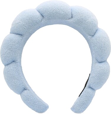 Spa Headband for Washing Face, Makeup, Facial and Skincare. Bubble Skin Care Head Band. Puffy Terry Cloth, Non Slip Get Ready Hairband for Women, Teens, Girls. Cute Hair Accessories.