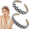 2 PACK Checkerboard Headbands Black and White Headbands Checkered Padded Headband Sponge Puffy Headband, Headband for Women Christmas Party Hair Accessories