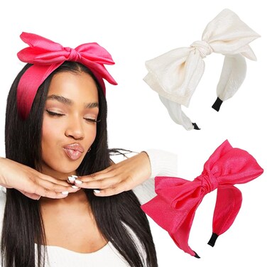 Tobeffect Bow Headbands For Women, 2 Packs Knotted Headband Non-Slip Hairband Elastic Head Band Cute Bow Knot Hairbands Wide Head Bands for Women and Girls
