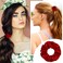 WLLHYF 2 Pcs Red Velvet Hair Scrunchies Large Size Hair Bands Cute Rope Elastic Ties for Girls Women Valentine's Day Gifts Wristband Ponytail Holders Hair Accessories (Red)