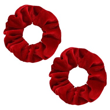 WLLHYF 2 Pcs Red Velvet Hair Scrunchies Large Size Hair Bands Cute Rope Elastic Ties for Girls Women Valentine's Day Gifts Wristband Ponytail Holders Hair Accessories (Red)