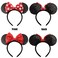 Shiny Sequin Mouse Ear Headbands, 2 PCS Classic Bow Headbands for Adult Women and Girls (Red Sequin &amp; Red Dot)