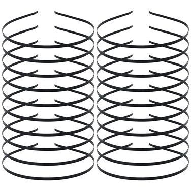 Lawie 20 Pack Bulk 4 MM Thin Black Plain Blank Hard Metal Headbands Skinny Headband Slim Simple Hair Hoop Wire Hair Bands Clasps Crown Tiara Base Frame DIY Crafts Headpieces Accessories for Women Girl