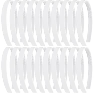 20 Pack 1.5CM Thin Hard White Plastic Headbands Skinny Plain Blank Hairband with Comb Grip Teeth Flexible Slim Hair Hoop Holder Clasp Tiara Crown Base Headpiece Crafting DIY Accessories Bulk for Women
