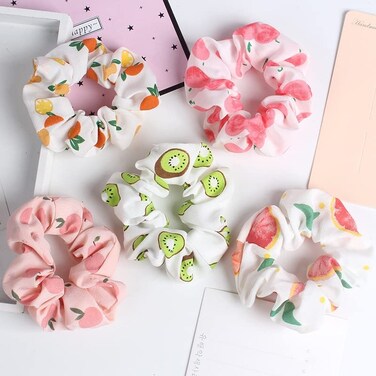 Spring Summer Floral Hair Scrunchies for Women with Soft and Silky Hair - 5 Pack; Cute Boho and stylish hair ties that make a strong Style Statement - by OpenSeseme (Floral)