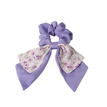 2pcs Large Intestine Hair Loop, 3.5in Chiffon Bow Tie Hair Loop Harmless Hair Loop Bow Scrunchies for Hair For Women Girls (Purple)