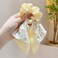 2pcs Large Intestine Hair Loop, 3.5in Chiffon Bow Tie Hair Loop Harmless Hair Loop Bow Scrunchies for Hair For Women Girls (Yellow)