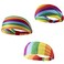 DIUEWOW Gay Pride Headbands Rainbow Women Headwraps Elastic Wide Head Band Supplies Workout for Party Pride Parade Sports Running Stretchy Twisted Hair Band 3 Pieces