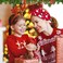 4 Pcs Christmas Headbands for Women, Wide Turban Dress Up Costume Stretchy Breathable Non Slip Head Wrap, Santa Claus Gingerbread Man Snowman Holiday Fall Winter Hair Band for Yoga Running Party