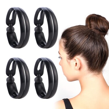 4 Pcs Magic Donut Hair Accessories - Twist Curler Bun Shaper, French Twist Tool, Ring Style Ponytail Headbands for DIY Hairstyling
