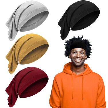 4 Pieces Unisex Dreadlocks Bands Long Hair Dreads Head Wrap Elastic Sleeping Cap Soft Braids Bonnet Tube Headbands for Men Women