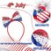 Doneace 4th of July Headband Independence Day Bow Hair Accessories Patriotic Party Hair Supplies Shiny USA Flag Design Bowknot Hair Hoop Blue Red White Hairband Decorations for Girls Women Kids 1PCS