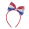 Doneace 4th of July Headband Independence Day Bow Hair Accessories Patriotic Party Hair Supplies Shiny USA Flag Design Bowknot Hair Hoop Blue Red White Hairband Decorations for Girls Women Kids 1PCS