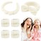 6 Pcs Puffy Spa Headband and Wristbands, Beige, Hairband for Washing Face Skincare, Absorbent Headband for Shower, Yoga, Makeup, Unisex-Adults