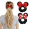 Women's Sequins Hair Bow Scrunchies, Velvet Mouse Ear Hair Ties for Ponytail, Party Favors, Cosplay Costume, Cute Accessories - Red Black