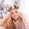 Acenail Christmas Headbands Women Xmas Deer Hair Hoop Glitter Reindeer Antlers Headband Ring Furry Deer Horn Ears Headdress Christmas Tree Hairbands Decoration Holiday Costume Headpiece for Women and