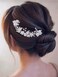 JONKY Flower Bride Wedding Hair Vine Silver Headpieces Pearl Headbands Leaf Bridal Hair Accessories for Women