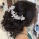 JONKY Flower Bride Wedding Hair Vine Silver Headpieces Pearl Headbands Leaf Bridal Hair Accessories for Women