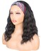 Black Headband Wigs With Brown Highlights For Black Women Synthetic Black Brown Wavy Headband Wigs Soft Light Natural Looking Hair Replacement Wigs Heat Resistant (14 Inch, black brown)