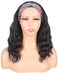 Black Headband Wigs With Brown Highlights For Black Women Synthetic Black Brown Wavy Headband Wigs Soft Light Natural Looking Hair Replacement Wigs Heat Resistant (14 Inch, black brown)
